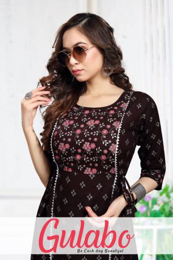 Gulabo By Trendy Fancy Rayon Foil Printed Kurti Collection